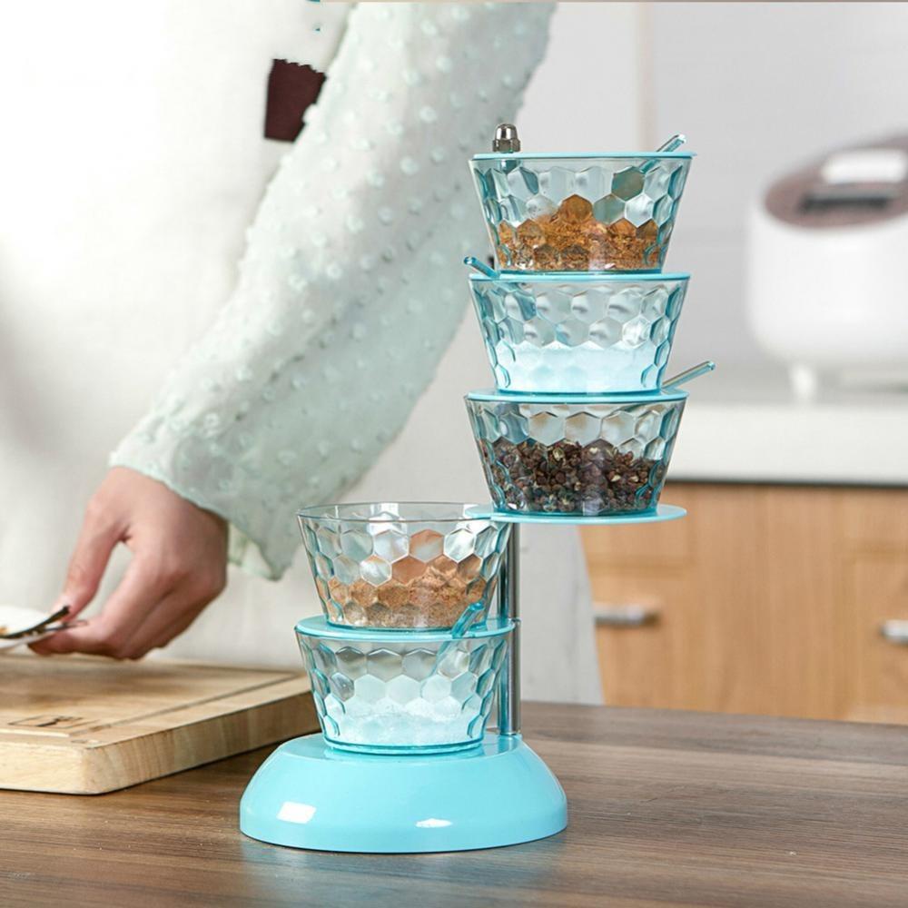[Elegan] Toples Bumbu Kreatif2023Kotak Bumbu Rumah Tangga Hemat Ruang Rotatable