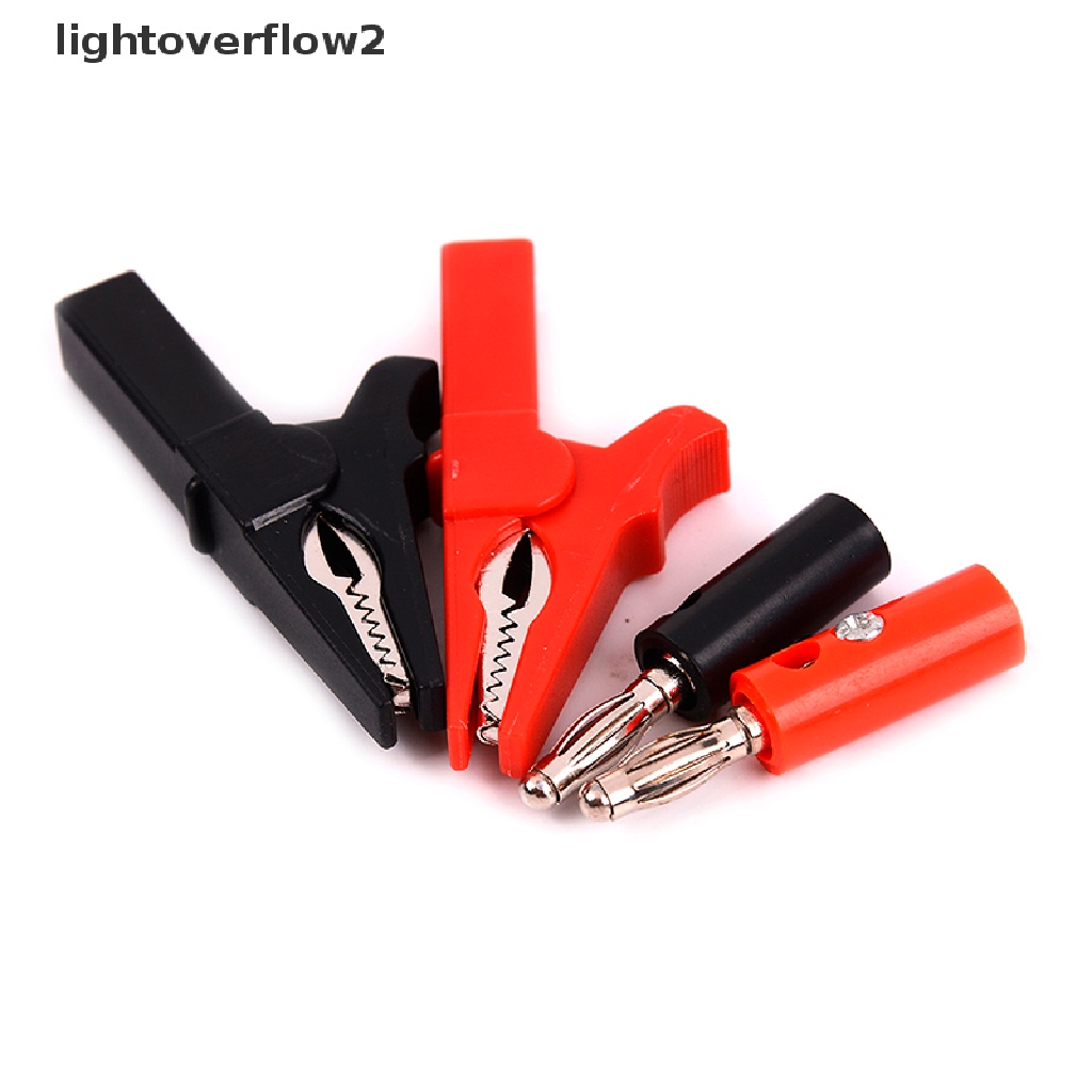 [lightoverflow2] 4pcs Klip Buaya 55mm+4mm banana plug test probe plug Kabel Klip [ID]