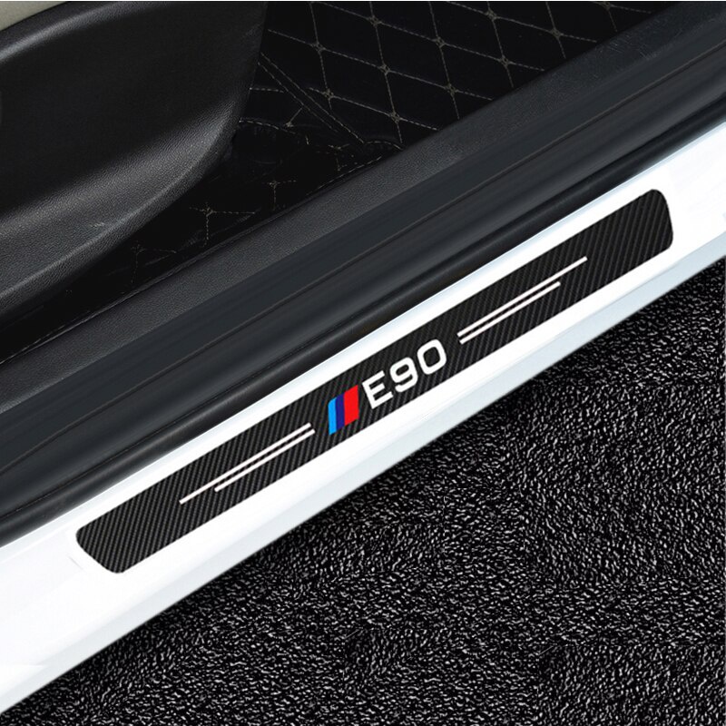 4Pcs Sticker Stiker Mobil BMW Karbon 3D Pelindung Pijakan Pintu For BMW E30 E34 E36 E46 E39 E60 E90 