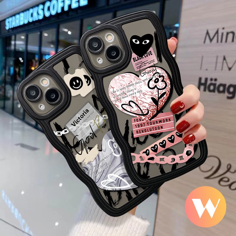 Casing Love Heart Redmi 10A 10 9T 12C 9a1+10C 9A 9C NFC POCO M3 X3 NFC Pro Redmi Note9 9s 11 10 11Pro 11s 10s 8 10Pro Max Mi 11T Pro Smiley Comme des Garcons Lembut Bergelombang Sarung Tepi