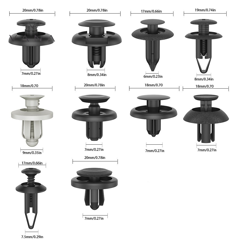 Indoholic 100 pcs Auto Fastener Clip Mixed Car Body Push Retainer Pin Rivet Bumper Mobil Alat