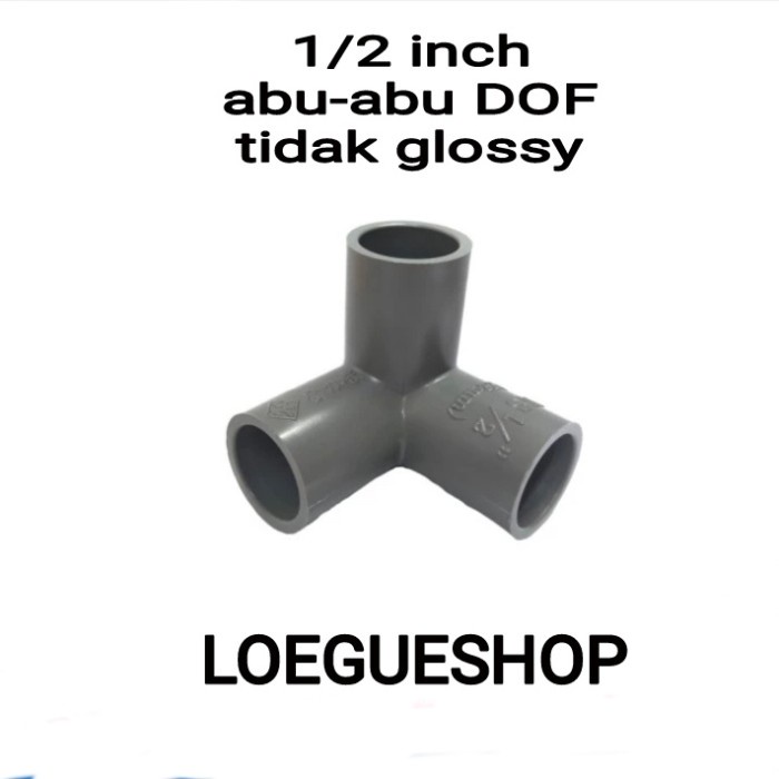 DISKON SHOPEE/ sambungan konektor fitting tee pipa pvc 3 way arah 1/2 & 3/4 " inch - 1/2" abu2 DOF