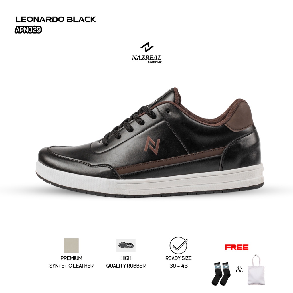 Sepatu Sneaker Kasual Terbaru Nazrealofficialstore Leonardo Black bisa COD