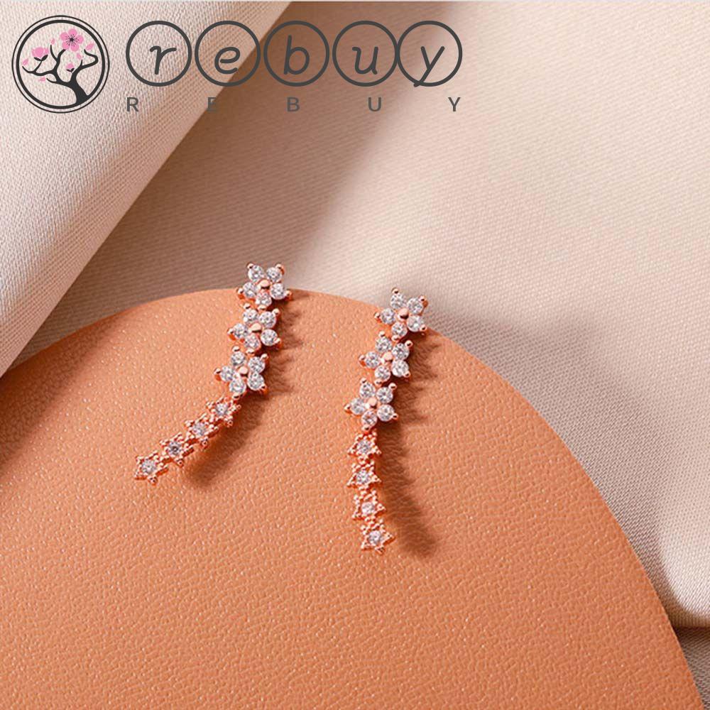 Anting Stud Desain Bunga Geometris Aksen Berlian Imitasi Gaya Minimalis Untuk Fashion