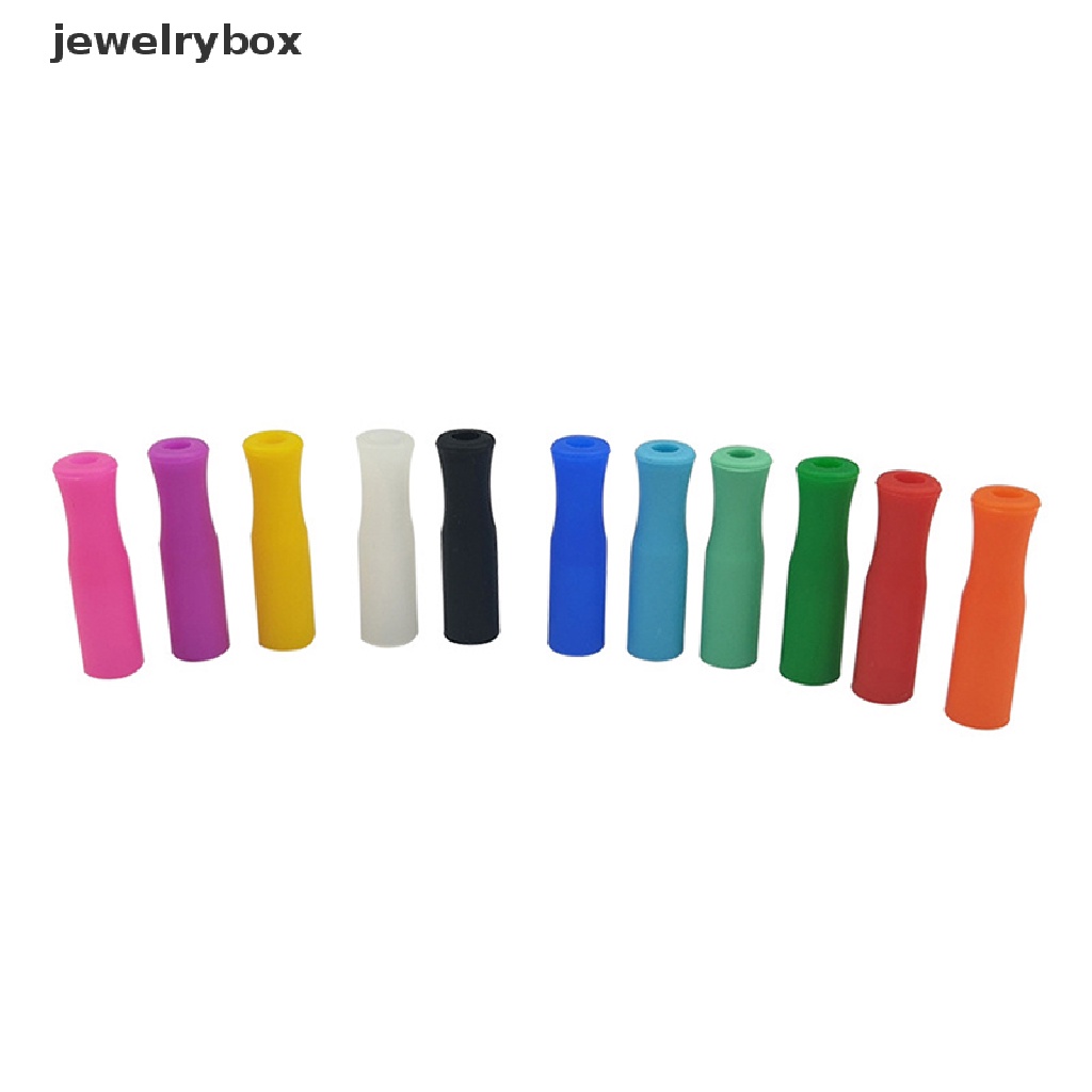 [jewelrybox] 10pcs Caps Anti-Melepuh Gigi Pelindung Bar, Reusable Stainless Steel Straw Food Grade Aksesoris Tips Silikon 6mm Silicone Nozzle Butik