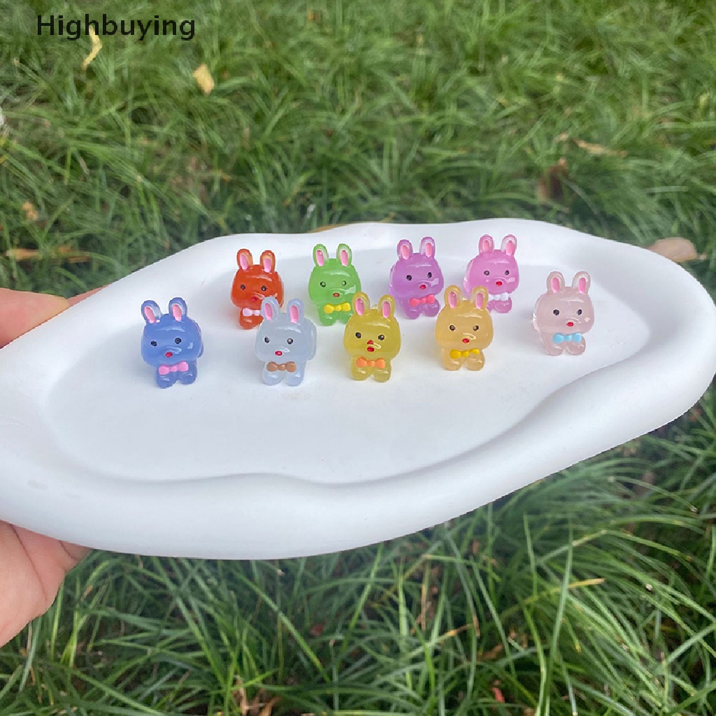 Hbid Mini Luminous Rabbit Micro Ornamen Miniatur Hewan Pot Dekorasi Hiasan Home Hare Micro World Accessories Glory