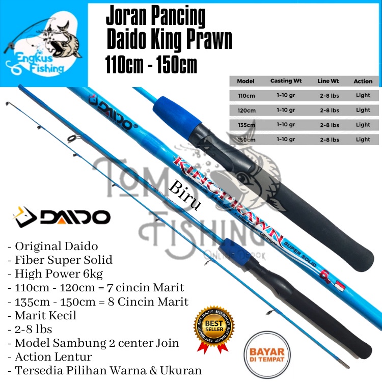 Joran Pancing Daido King Prawn 110cm - 150cm (2-8Lbs) Lentur Murah Solid - Engkus Fishing