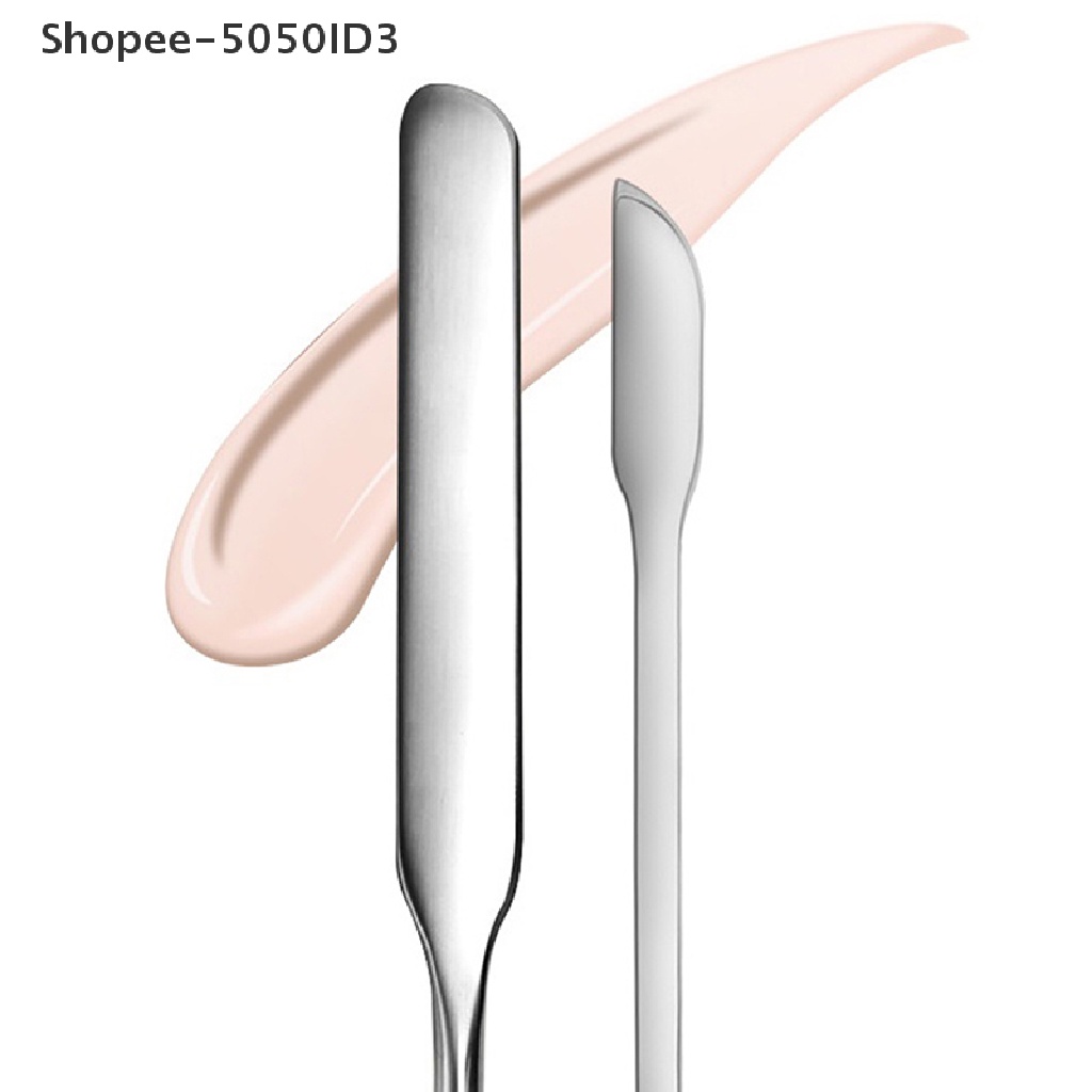 [HOT] 1pc Kepala Ganda Alat Spatula Pencampur Makeup Kosmetik Bahan Stainless Steel Untuk Palet [ID]