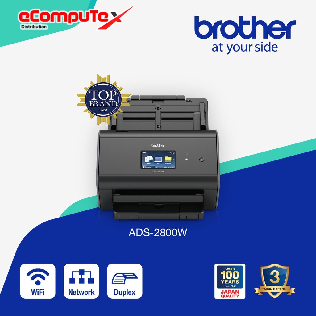 SCANNER BROTHER ADS-2800W / ADS2800W 40PPM ADF 50 NETWORK SCANNER 2-SIDED WIFI - GARANSI RESMI