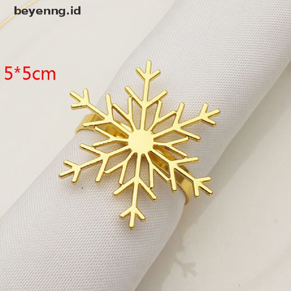 Beyen Cincin Serbet Berbentuk Snowflake Natal Setg Meja Makan Tombol Napkin Ring ID