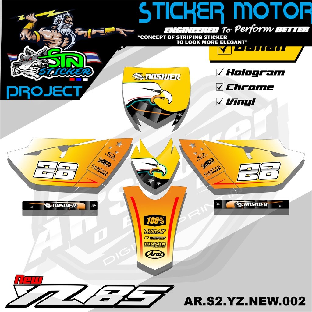 Yz85 Stiker Striping Motor TRAIL YZ85 NEW - Stiker Trail Bebek Yz 85 New Variasi Hologram AR.S2 02