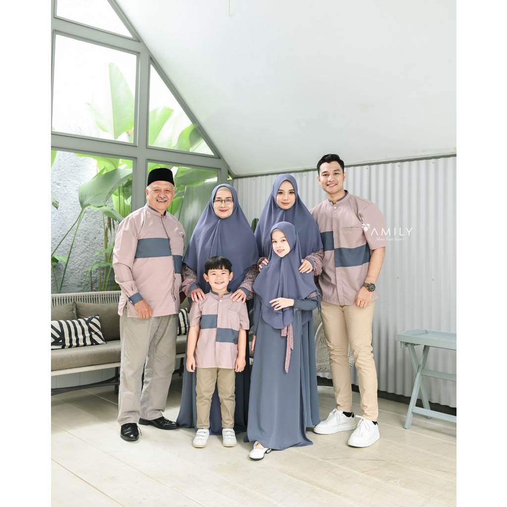 GAMIS SARIMBIT SYARI BAJU COUPLE NAVY BIRU PINK LILAC MAUVE AMILY HIJAB AZZAM AZIMA DRESS POLOS ORIG