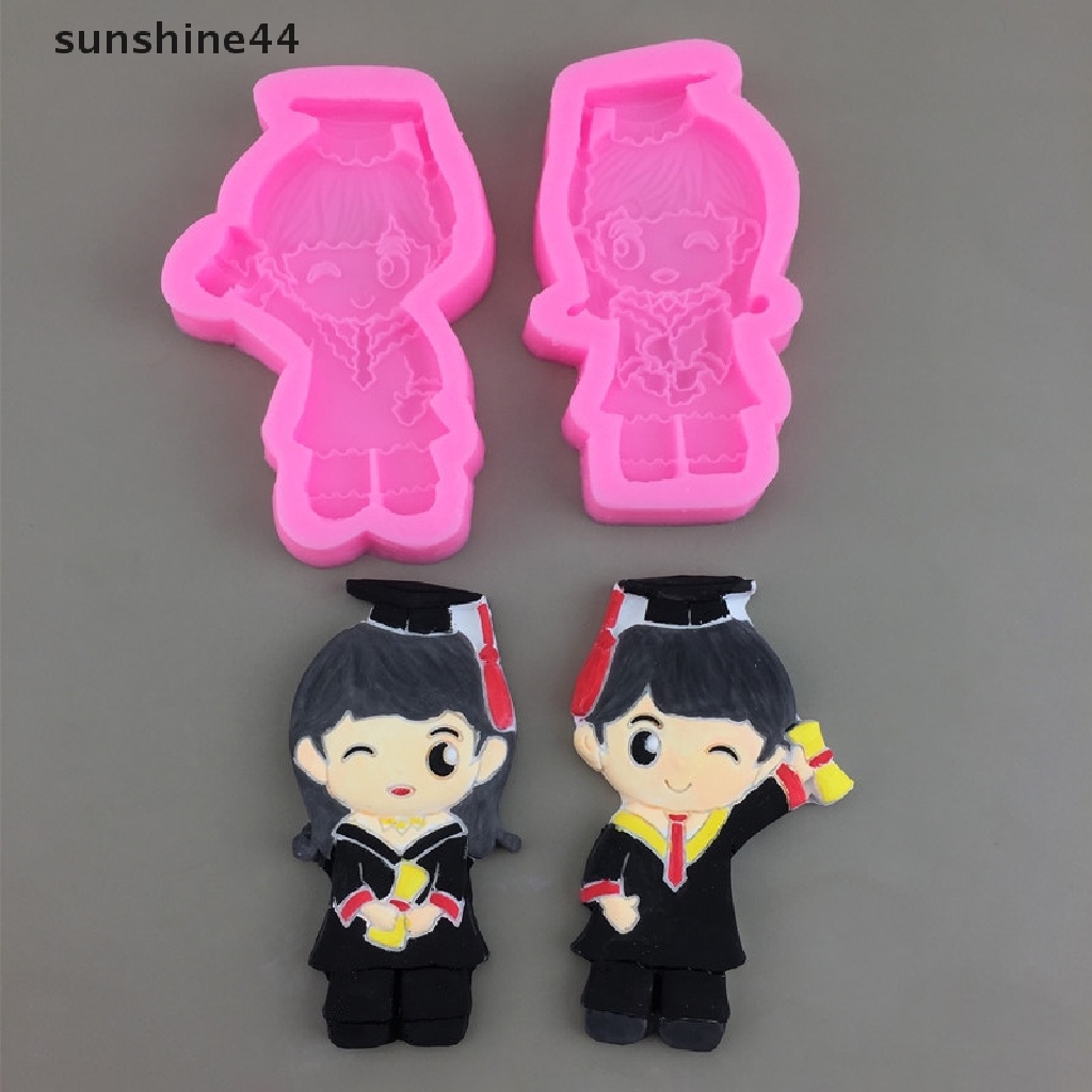 Sunshine Graduated Boy Girl Cetakan Silikon Fondant Coklat Telur Plester Decorag Tool ID