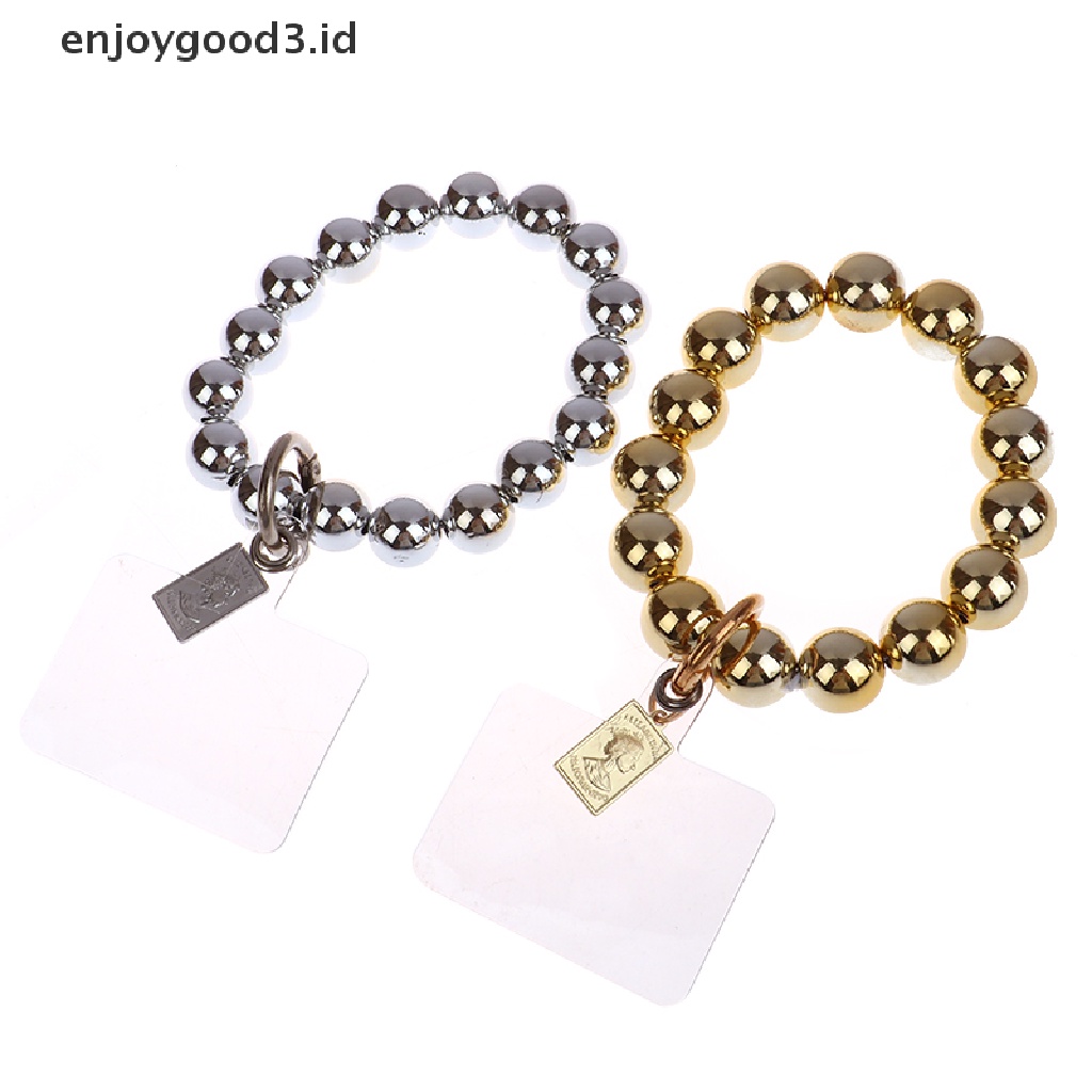 [Rready Stock] Lanyard Telepon Minimalis Warna Emas Perak Manik-Manik Gelang Gantungan Kunci Tali Telepon (ID)