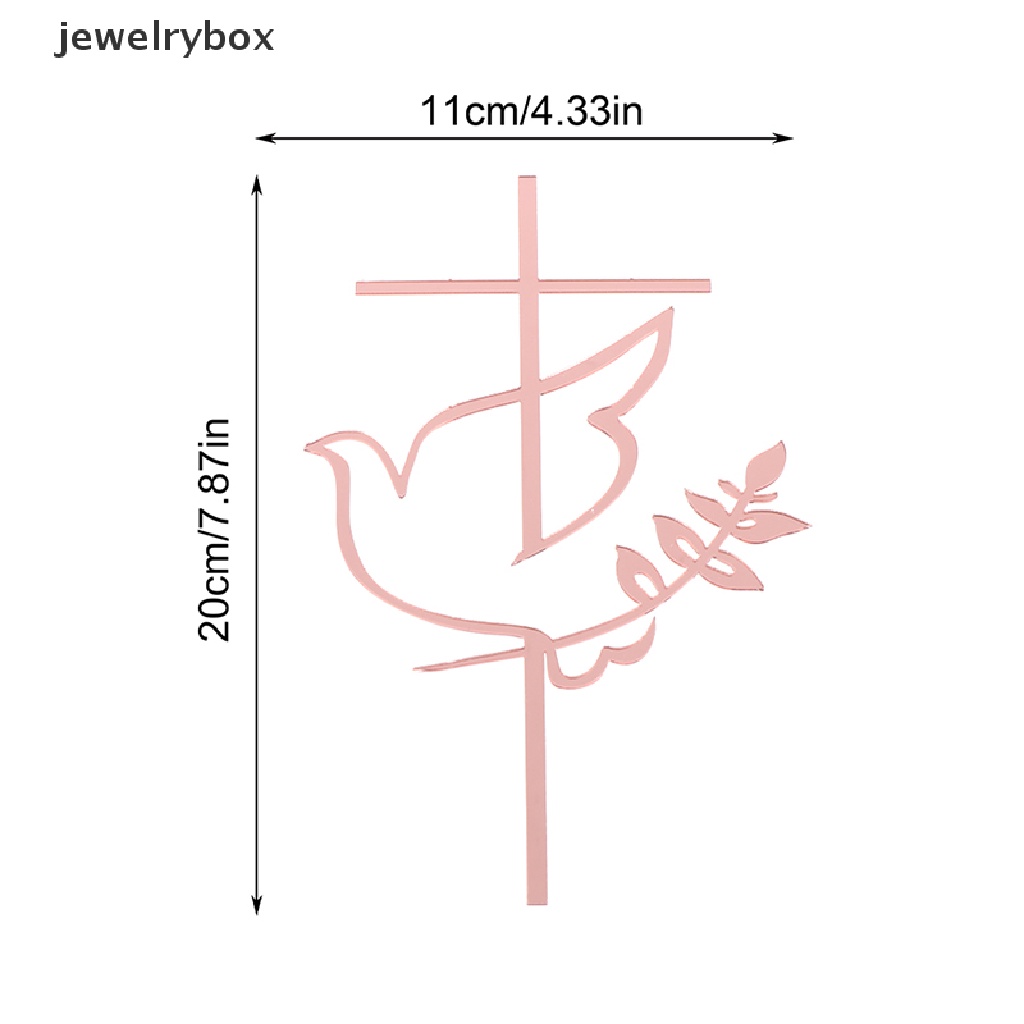 [jewelrybox] Dove Cross Topper Perjamuan Pertama Minimalis Akrilik Hiasan Sisipan Kue Butik