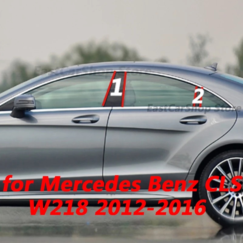 Mercedes Benz GLA GLB GLC GLS Hitam Mengkilap Jendela Pintu Mobil Kolom Tengah B C Tiang Pilar Stiker Trim Mirror Dekorasi Film Untuk W218 W219 H247 Aksesoris