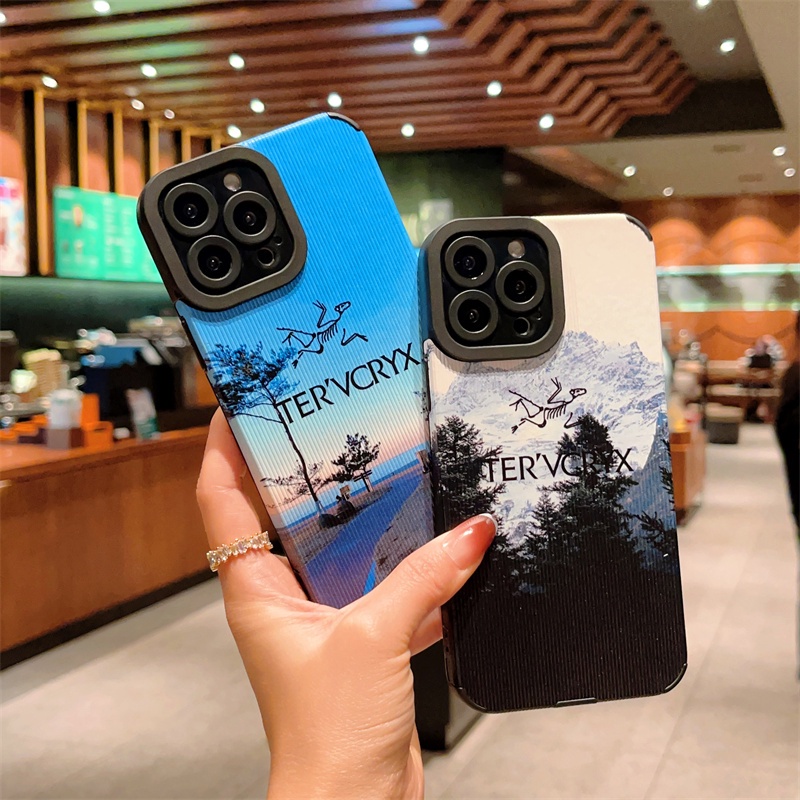 Casing Kulit Gunung Salju Untuk iPhone 14 Pro Max 13 Pro 12 11 Pro Max14 Plus 11Pro 78 Plus X Xs Max XR Landscape Soft Back Cover