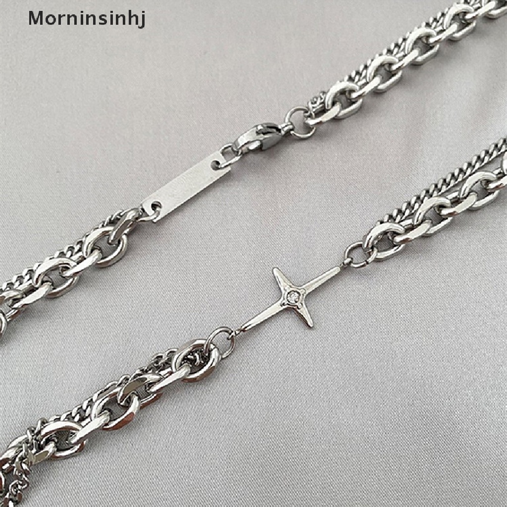Mornin Fashion Punk Hip Hop Kuba Tebal Rantai Kalung Double Layer Splicing Chain Necklaces Charm Trend Vintage Pendant Necklace Jewelry id