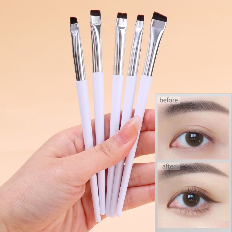 1pc Putih Super Halus Siku Alis Contour Brush Tipis Alis Eyeliner Brush Portable Wanita Tali Alis Cream Alat Makeup Kosmetik