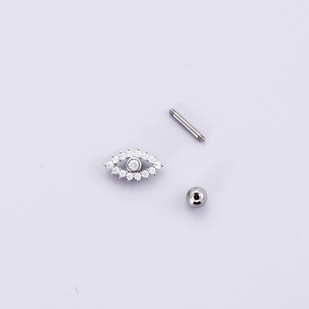 1pc Kristal Berlian Imitasi Bentuk Ular Stainless Steel Tubuh Tindik Anting Tulang Rawan Helix Sekrup Belakang Bola Anting