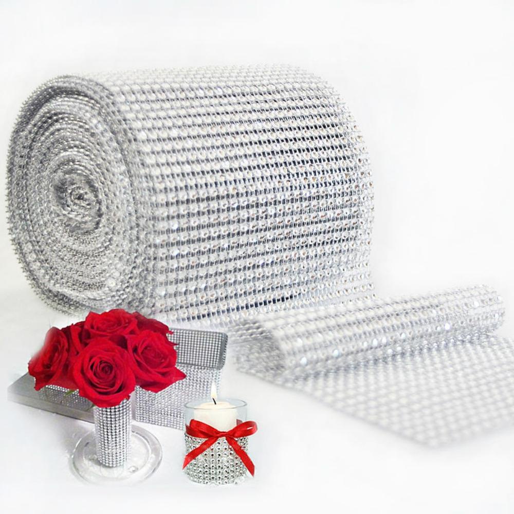 Lanfy Diamond Mesh Roll Cantik 10yard Bendable Sparkle Faux Rhinestone Pita Bungkus Kue