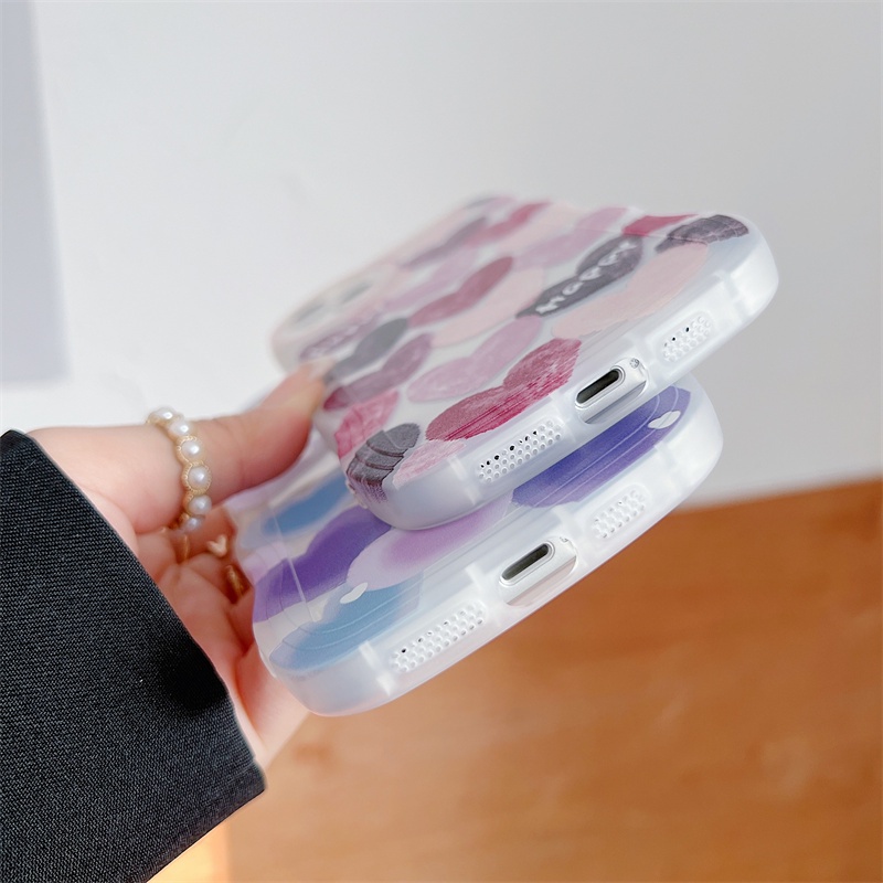 IPHONE Malan art multi-Warna Bentuk Cinta Bening Untuk Capita Iphone11 12 13 14 Pro Max7 8 Plus X XR XS Max Bantal Udara shockproof phone Case Cover