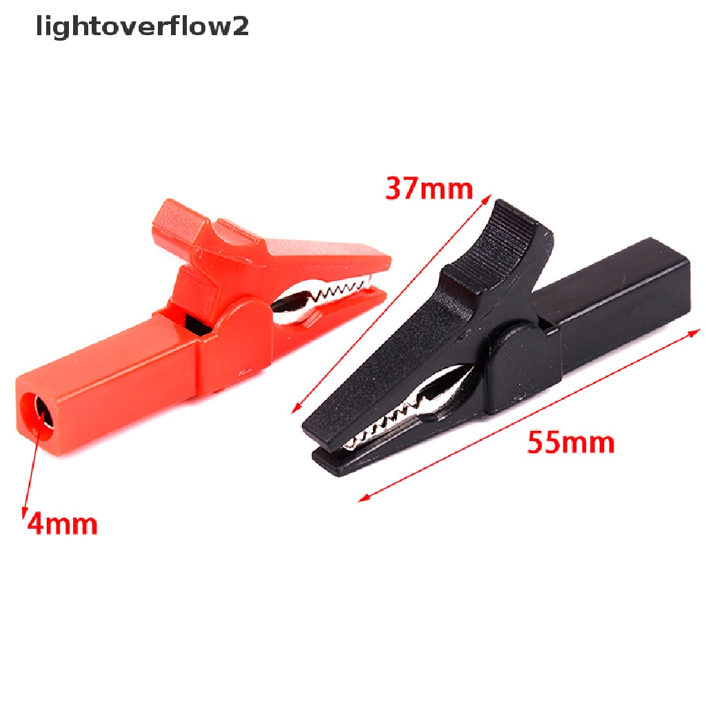 [lightoverflow2] 4pcs Klip Buaya 55mm+4mm banana plug test probe plug Kabel Klip [ID]