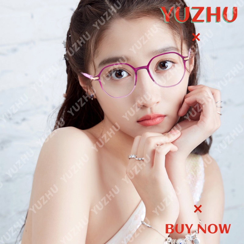 (YUZHU) Korea Fashion Permen Warna Gradien Plus Kacamata Vintage Fashion Bingkai Bulat HD Baca Kacamata Wanita