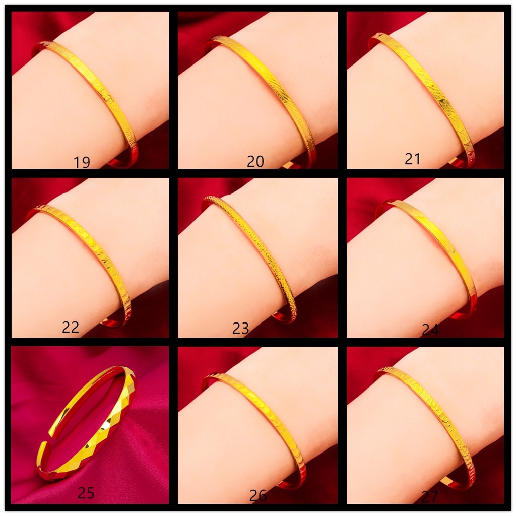 Goldkingdom Aksesoris Perhiasan Fashion Ready Stock Berlapis Emas Push-pull Gelang Manik Emas Kecil Ringan Mewah Dan Minimalis Untuk Membawa Keberuntungan Dan Rejeki