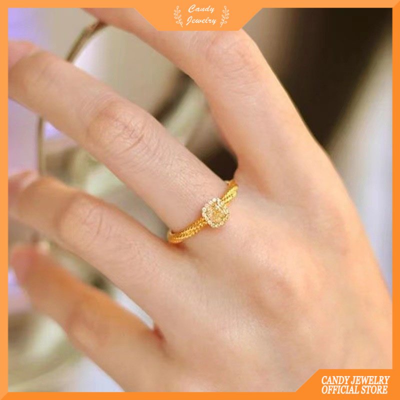 Super Explosive Super Shiny Yellow Diamond Ring Can Be Sweet and Extravagant Four-claw Vine-shaped Sugar Cube Sparkling Diamond Ring Candy Jewelry