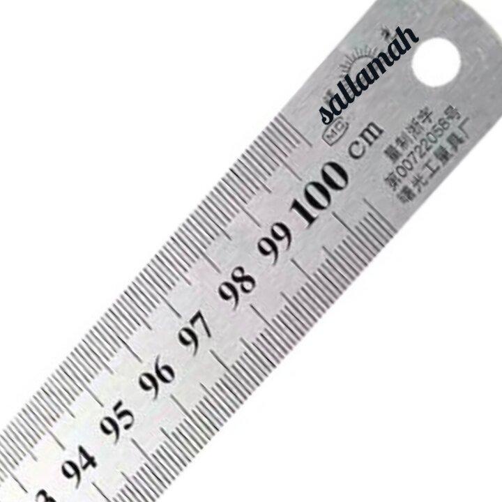 penggaris  pola jahit stainless steel besi tebal 1 meter -penggaris 100 cm multifungsi - jidar - pen