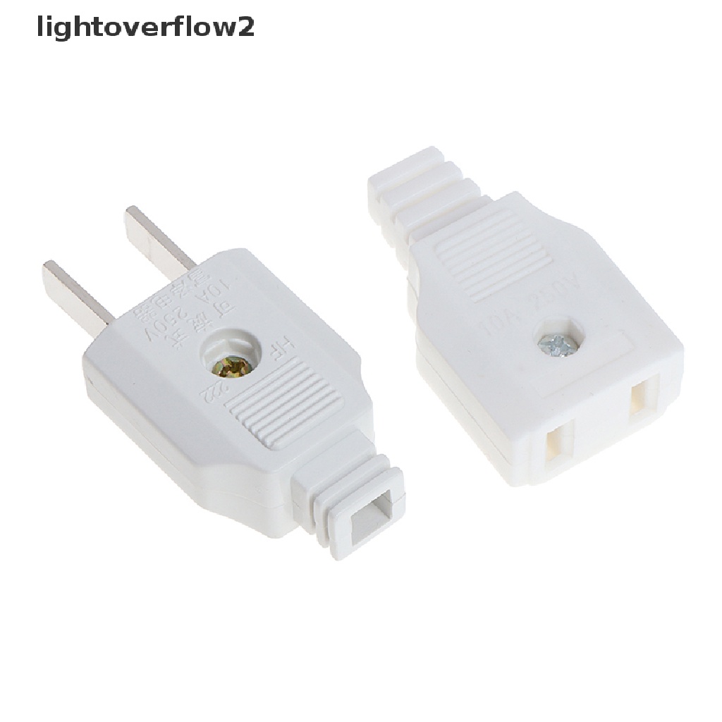 [lightoverflow2] Us 2pin Datar AC Listrik Power Male Plug Female Socket Outlet Adaptor Kawat [ID]