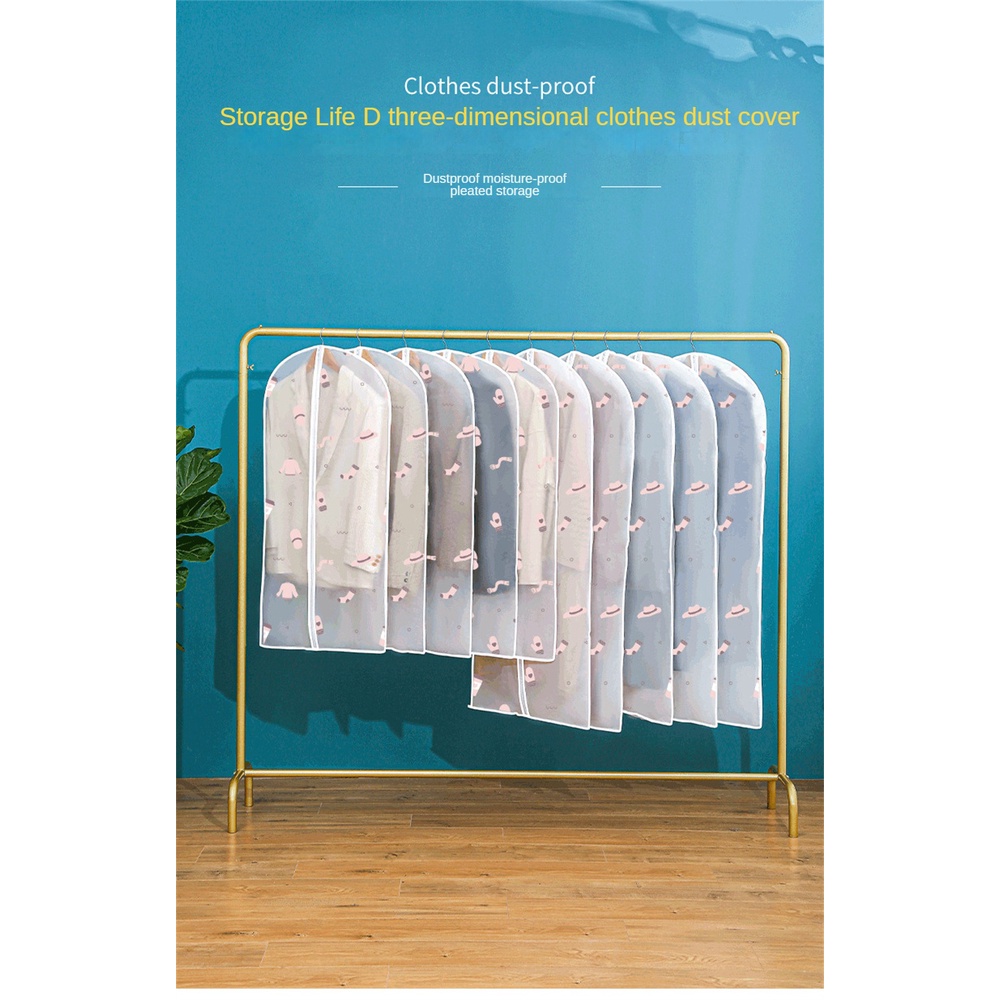 ღ Pakaian Tahan Air Debu Cover Menebal Mantel Menggantung Tas Debu Kelembaban Bukti Perlindungan Kantong Rumah Penyimpanan Tas Kantong Pakaian Organizer