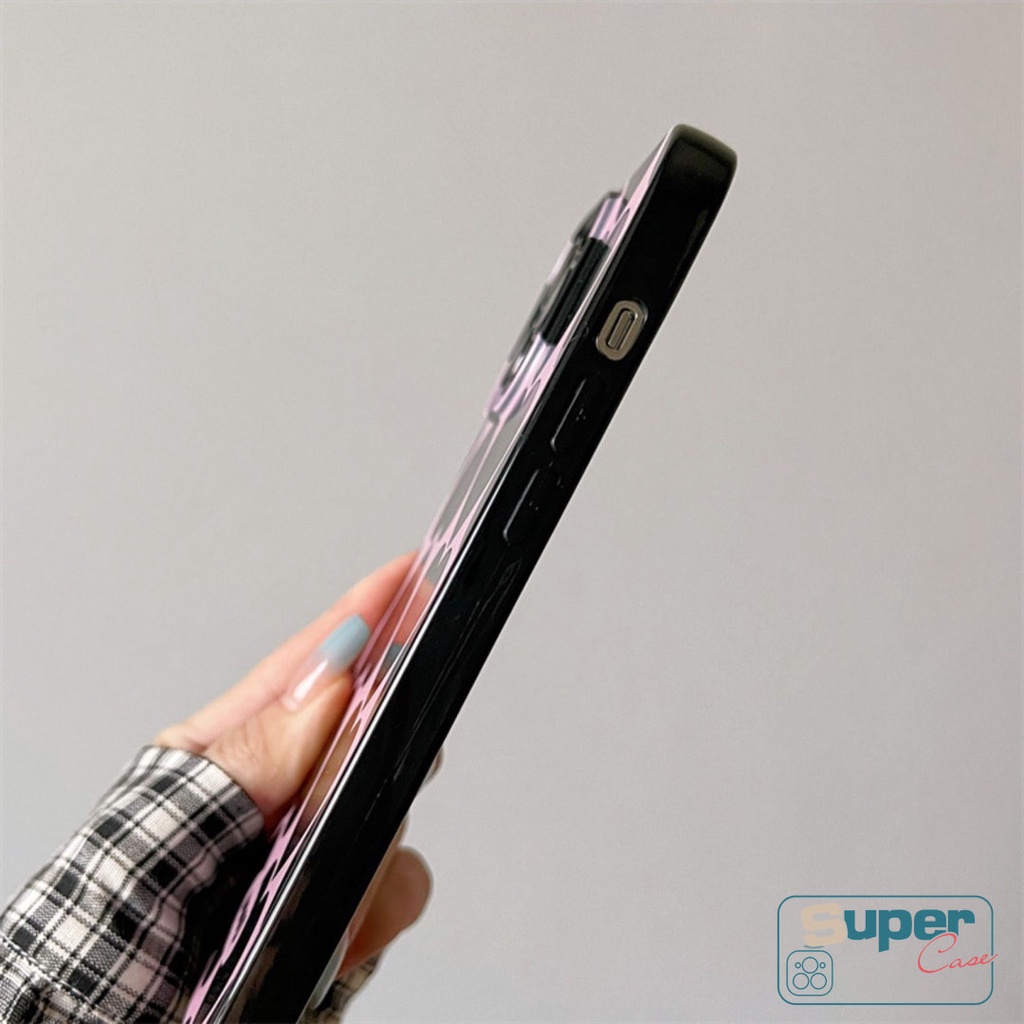 Ins Sweet Cool Love Heart Case Kompatibel Untuk IPhone XR 7plus 14 13 11 12 Pro Max 7 8 Plus X XS Max SE 2020 Kepribadian Hitam Keren Shockproof Glossy Halus Cool Black Soft Cover