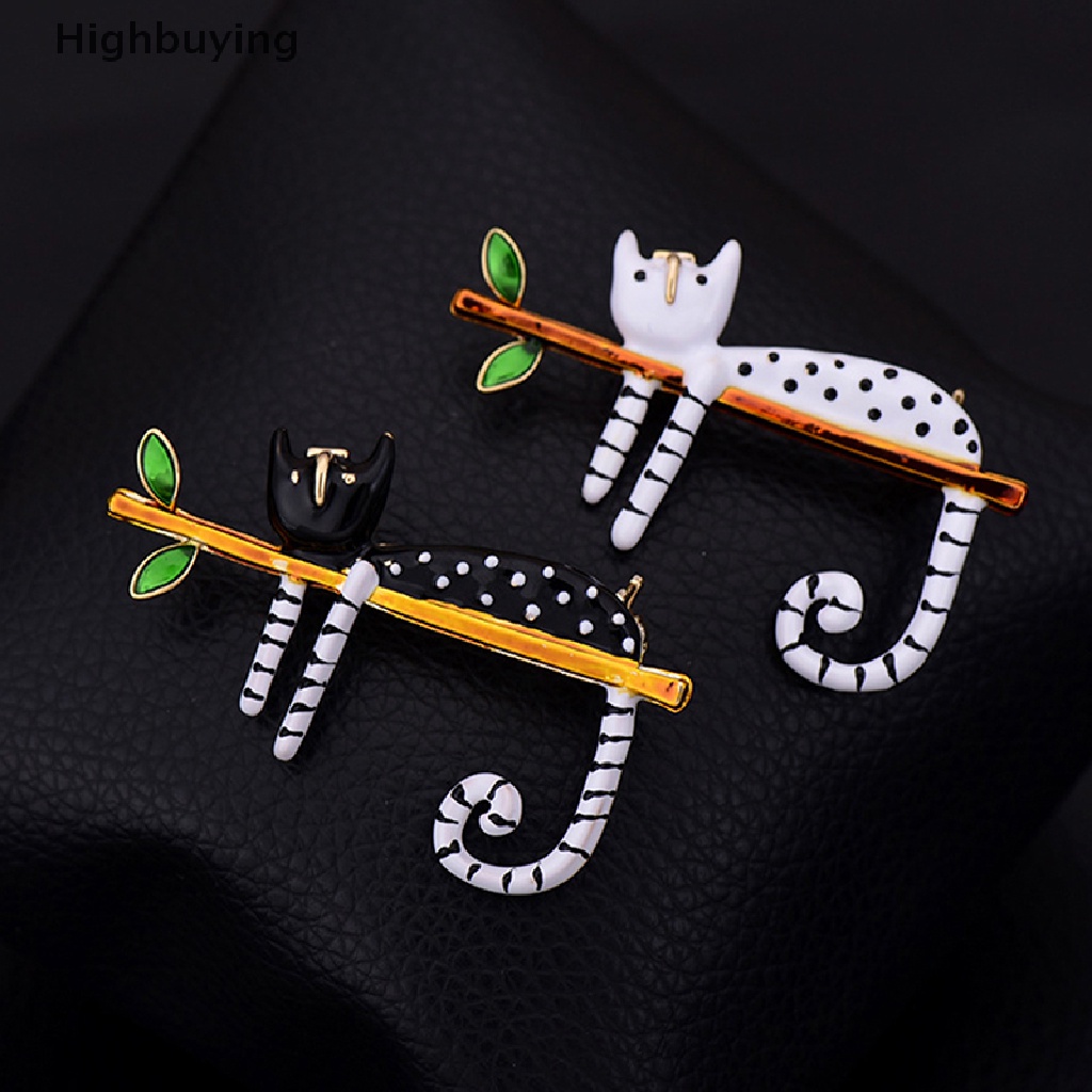 Hbid Fashion Kucing Malas Duduk Di Pohon Enamel Bros Untuk Wanita Lapel Pakaian Pesta Perhiasan Aksesoris Glory