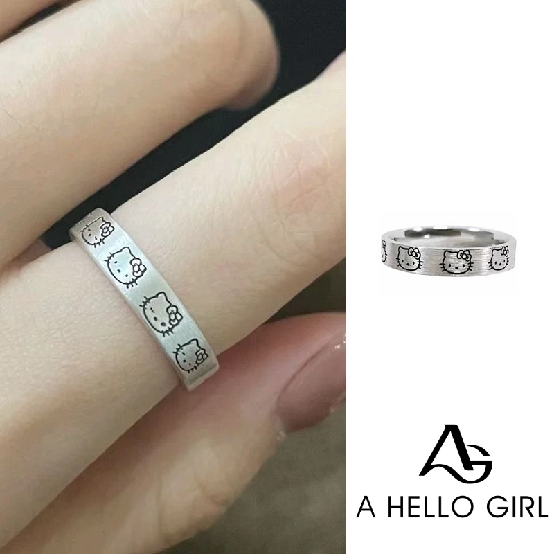 Cincin Model Terbuka Adjustable Motif Anime HELLO Kitty Untuk Pria Dan Wanita