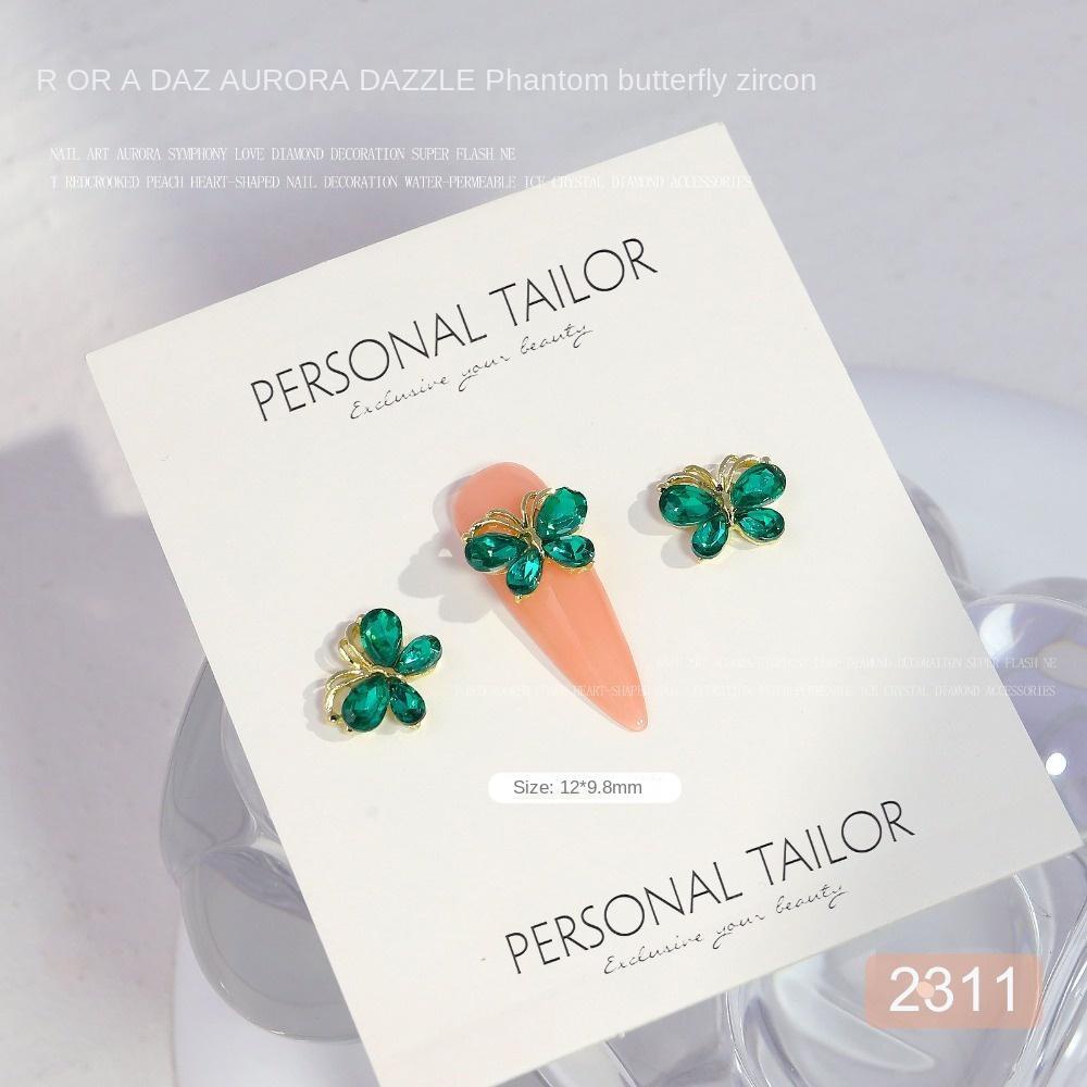 Mxbeauty Kupu-Kupu Dekorasi Kuku Wanita Pesona Kuku Manikur Aksesoris Kristal Bor Aurora Butterfly 3D Nail Art Drills