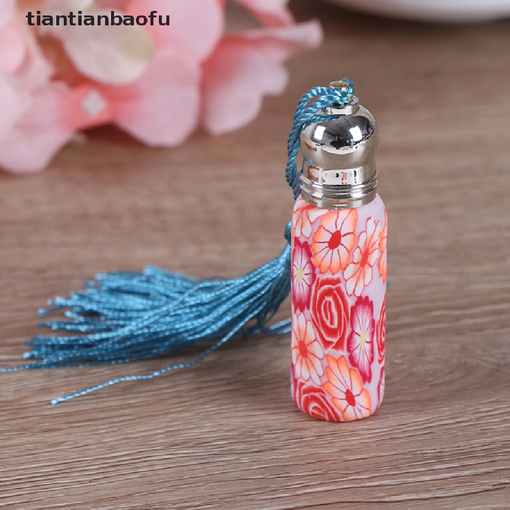 [tiantianbaofu] 1per4 * 6ml Botol Kaca Kosong Roll On Roller Tanah Liat Lembut Butik Acak