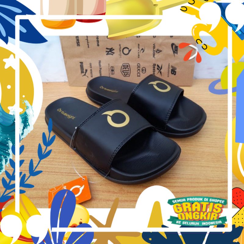 Sendal slop pria wanita ortuseight|Sendal slide Ortus|Sendal Slip On|Sendal Kekinian/ merah putih bi