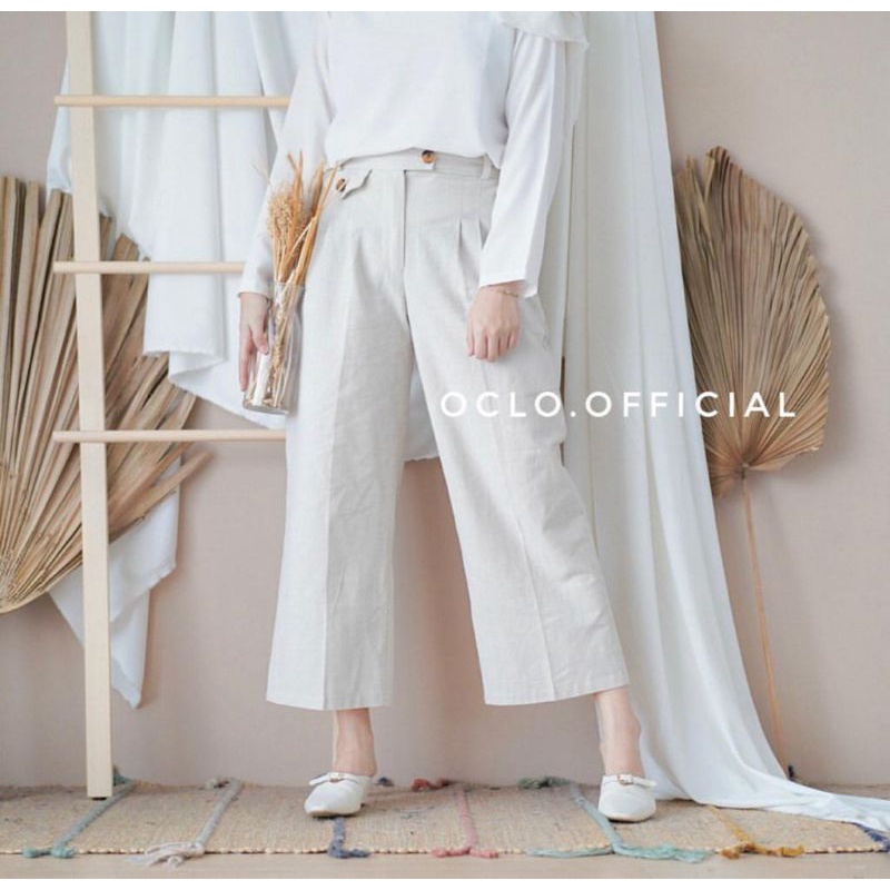 NEW OLIVIA PANTS // SEOUL Highwaist Kulot Celana Wanita Linen Premium Pants terbaru kekinian