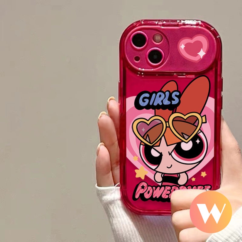 IPHONE Casing Cermin Make Up Flip Kreatif Kompatibel Untuk Iphone11 7Plus X XR XS Max12 11 14 13 Pro Max8 7 Plus SE 2020 Kartun The Powerpuff Girls Soft Tpu Phone Cover