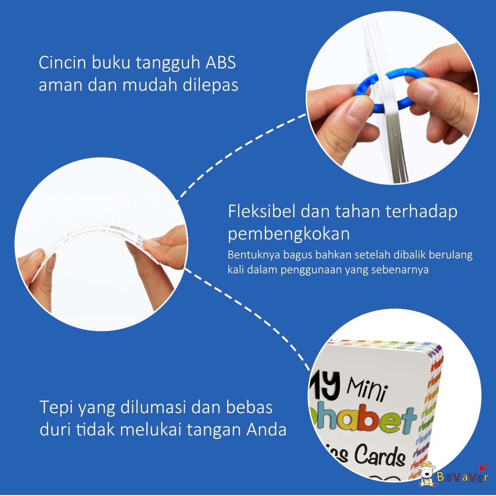 BEVAVAR Mainan Flash Card Anak Huruf Abc/Flash Card Edukasi Anak Anti air 27PCS