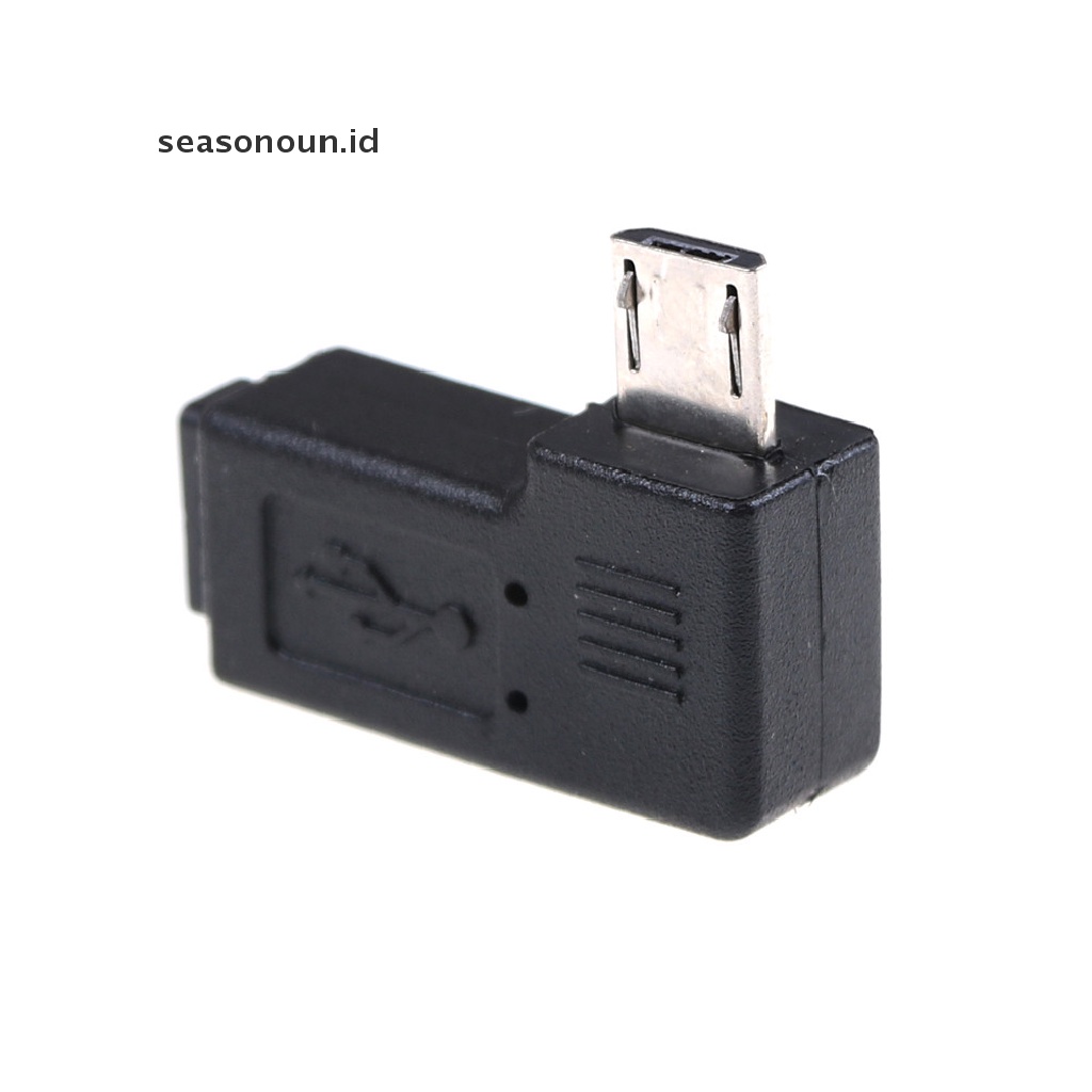 Seasonoun 2PCS 90derajat Micro Sudut Kiri &amp; Kanan USB Male to Female Plug Adapters Charger.