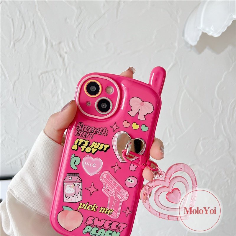 IPHONE Case Kompatibel Untuk Iphone11 14 13 12 Pro Max7 8 Plus XR X XS MAX SE 2020 Graffiti Kelinci Lucu Ikatan Simpul Retro Personal Bentuk Ponsel Seluler Soft Cover Dengan Liontin Cinta Cinta Hati