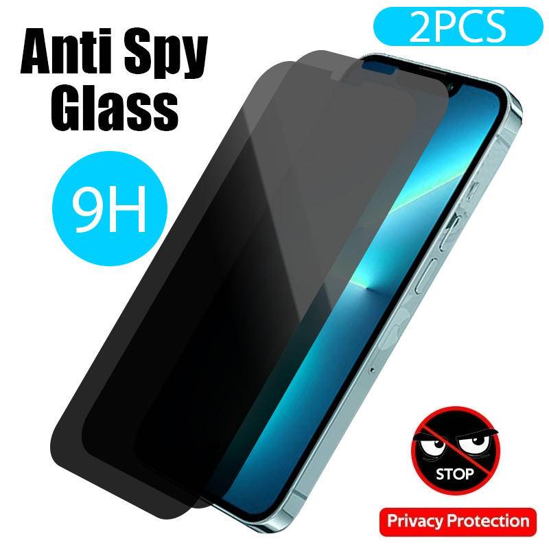 2pcs Kaca Tempered Anti Spy Untuk Iphone14 13 12 11 Pro MAX Plus Mini Pelindung Layar Privasi Kaca Untuk iPhone X XS MAX XR 7 8 6 6S Plus SE 2022 2020 14Plus 13Mini 12Mini