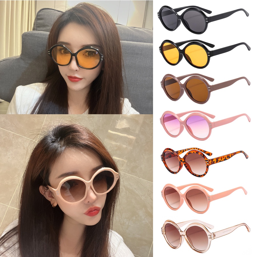 [COD] Kacamata Murah Wanita Fashion Bingkai Bulat Anti Radiasi Kaca Hitam Eyeglasses