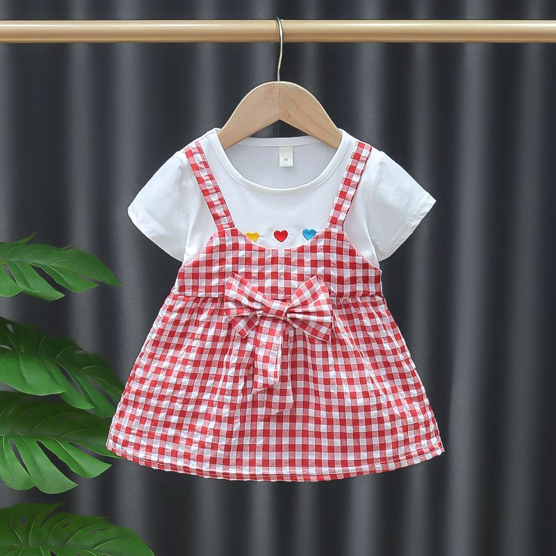 Dress Overall Bayi Anak Perempuan Motif Kotak Kotak Simple