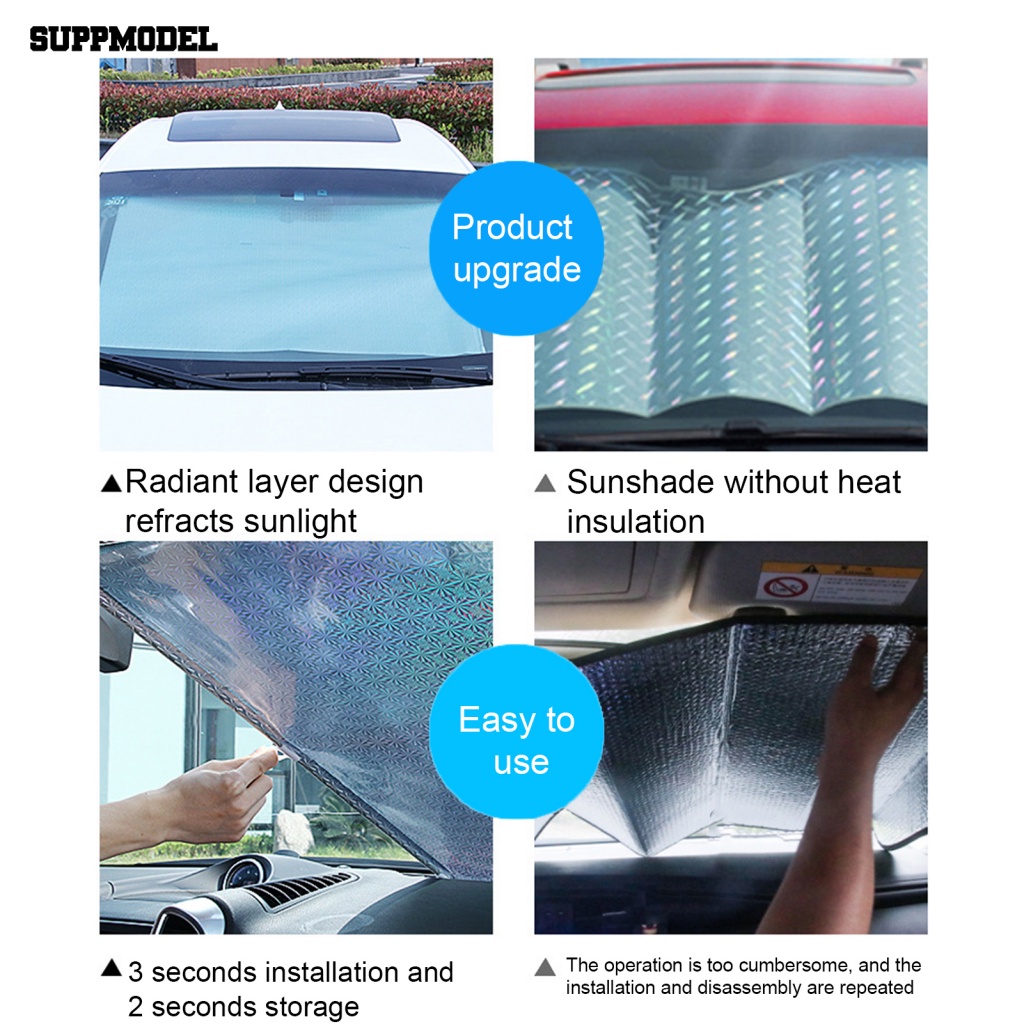 Suppmodel 1set Handal Penutup Peneduh Matahari Perlengkapan Rumah Tangga Kaca Depan Mobil Sun Shade Cover Telescopic