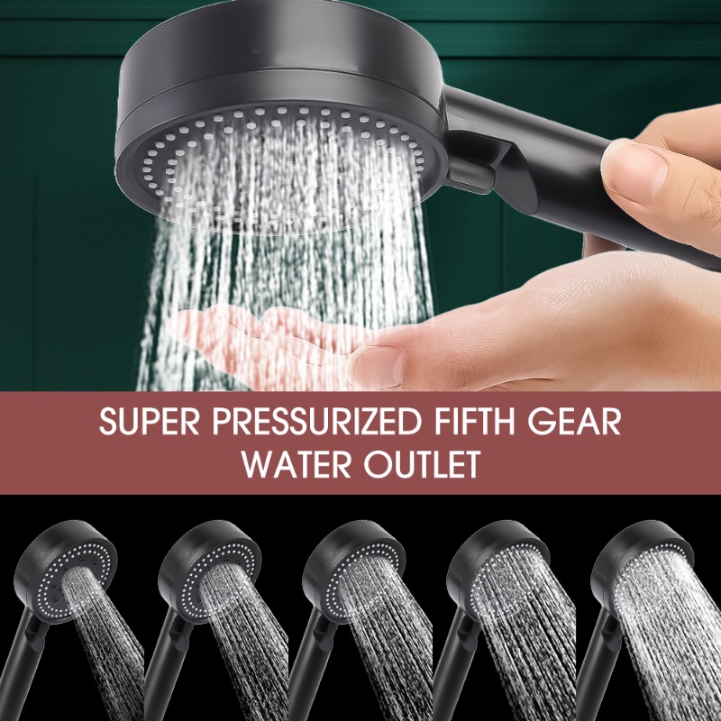 Kepala Shower Genggam Tekanan Tinggi/5-gear Adjustable Detachable Shower Spray Nozzle/Kepala Shower Hemat Air Aksesori Kamar Mandi