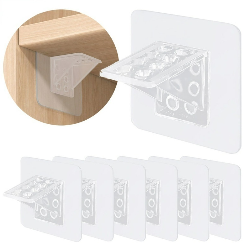1pc Self Adhesive Wall Hanger Holder/Lemari Kabinet Rak Lemari Rak Bebas Pukulan Penyangga Rak Hook Stiker